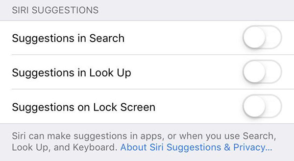 siri lock screen suggestions