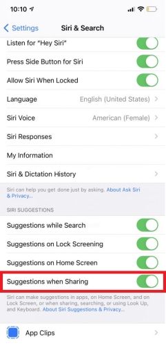 suggestions when sharing