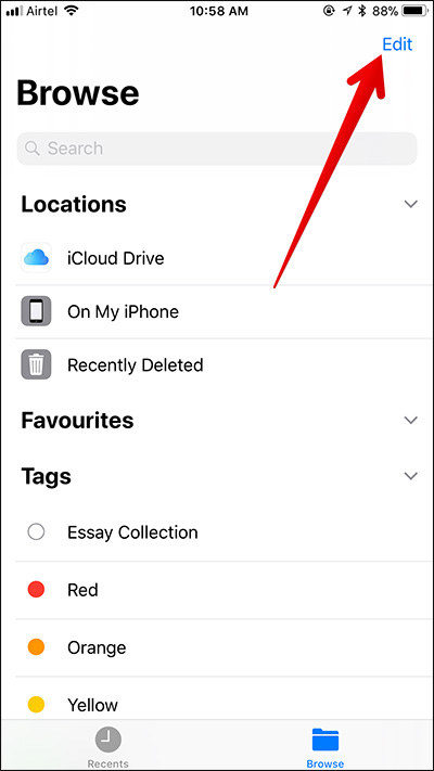 tap on edit in files app