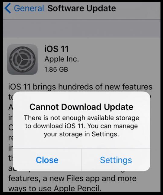 ios 11 system storage fix