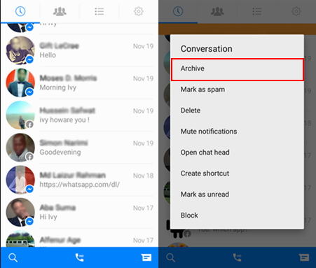 facebook messenger archived messages