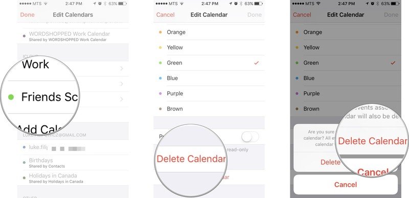 delete calendar