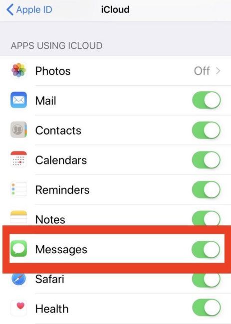 disable messages on icloud