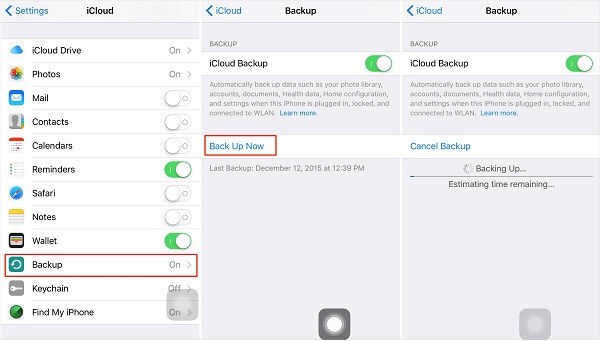 icloud back up now