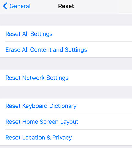 reset network settings