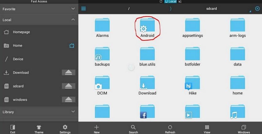  select android folder