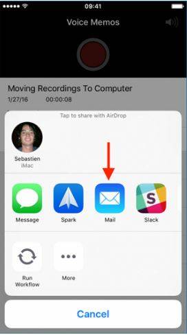 share voice memos using mail