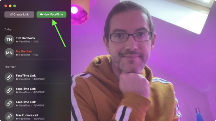 create new facetime on mac