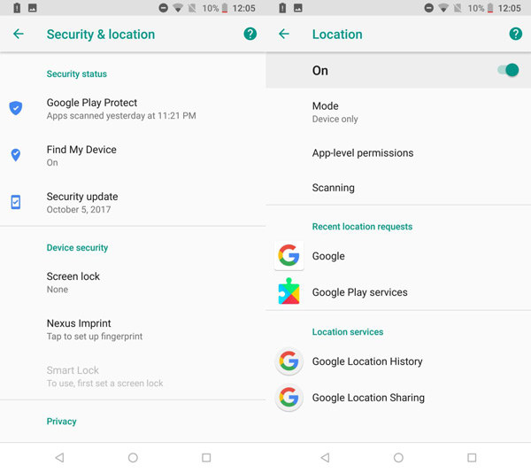 disable location services android