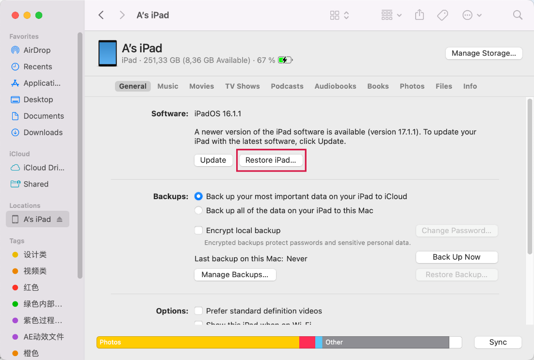 factory reset ipad without apple id password from itunes