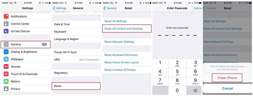 how to factory reset iphone 5 without itunes
