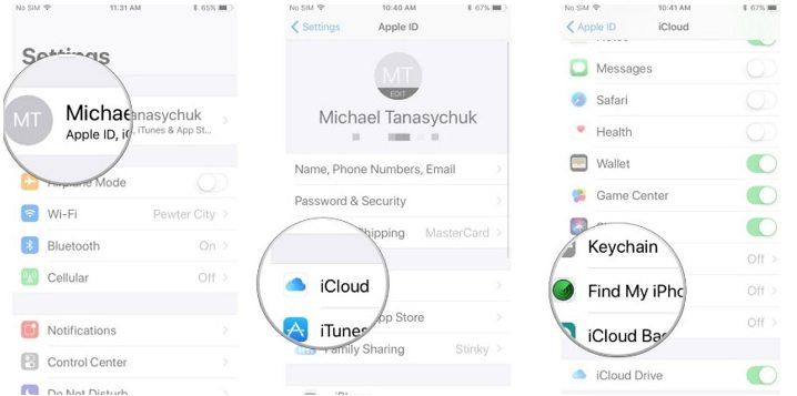 turn off find my iphone