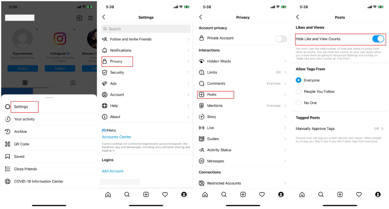 hide likes on instagram on others post