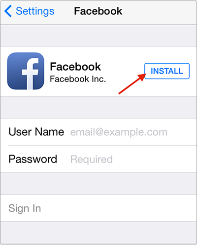 install facebook app