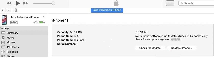 iphone 11 itunes factory resetting