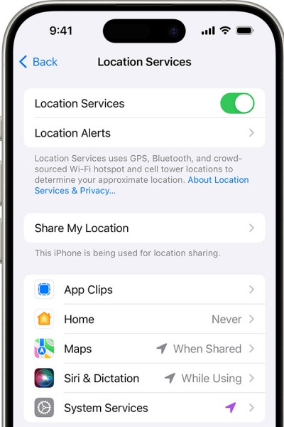 servicios de localización iPhone