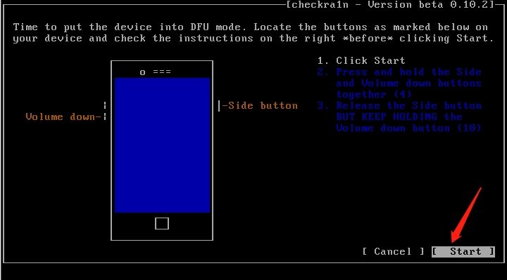 checkn1xでdfuモードに手動で入力します