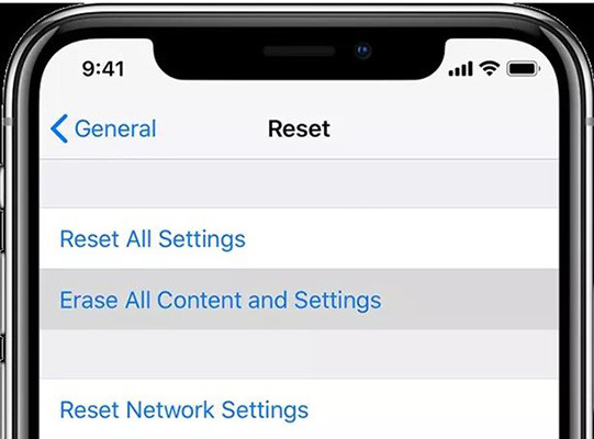 erase all content and settings