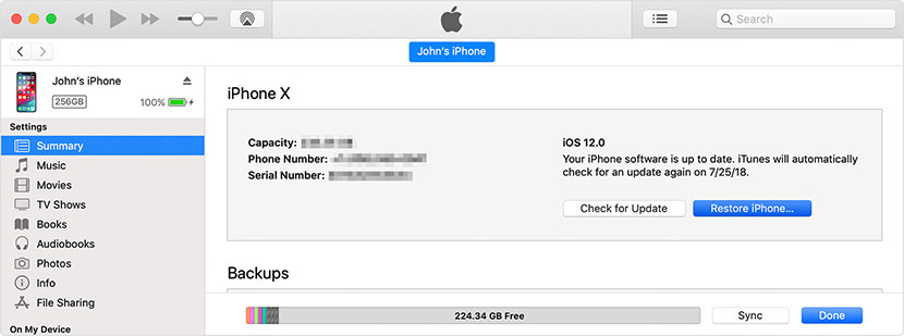 restore itunes