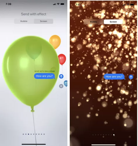 iMessage 螢幕效果