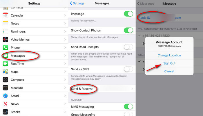 message blocking is active on iphone - sign out of imessages