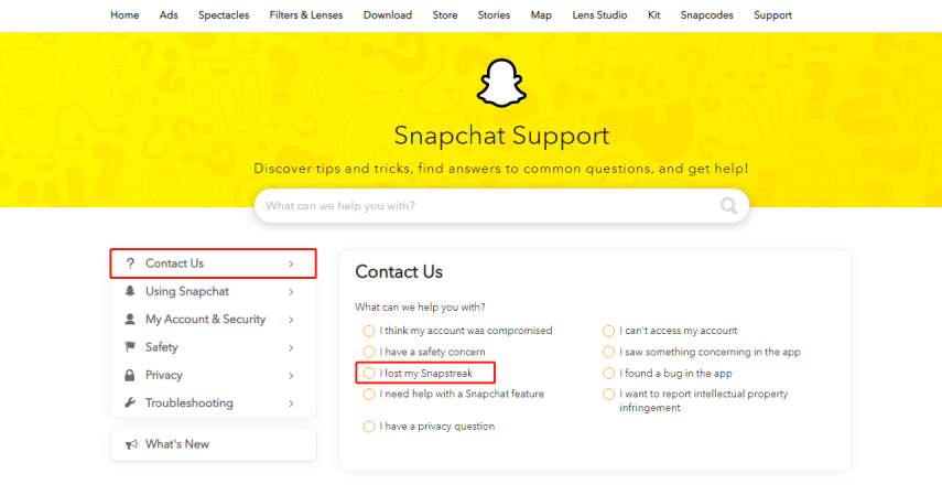 snapchat streak lost-snapchat support