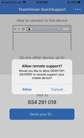 iphone to iphone screen mirroring - teamviewer