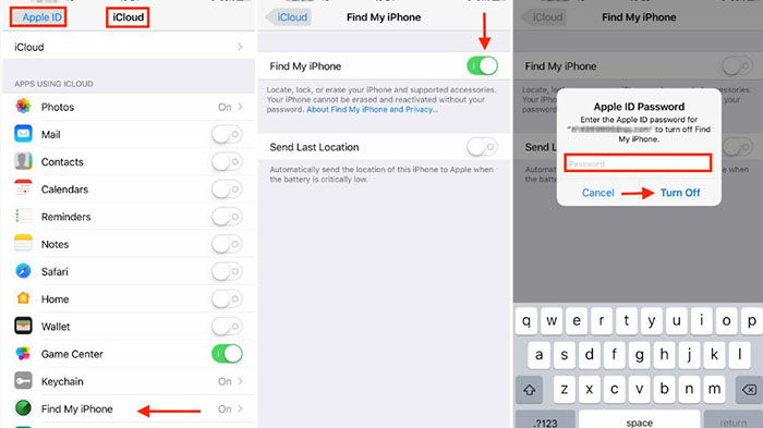 turn off find my iphone icloud website no device list