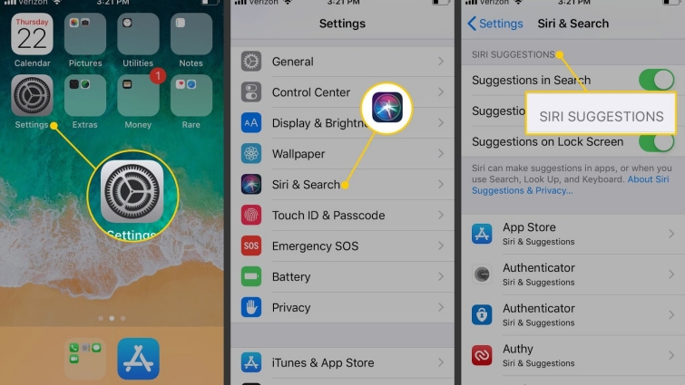 turn off siri suggestions