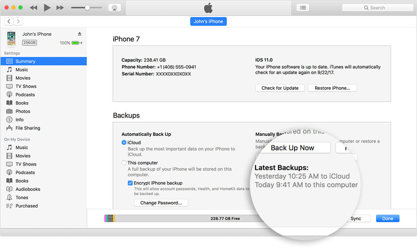 backup iphone