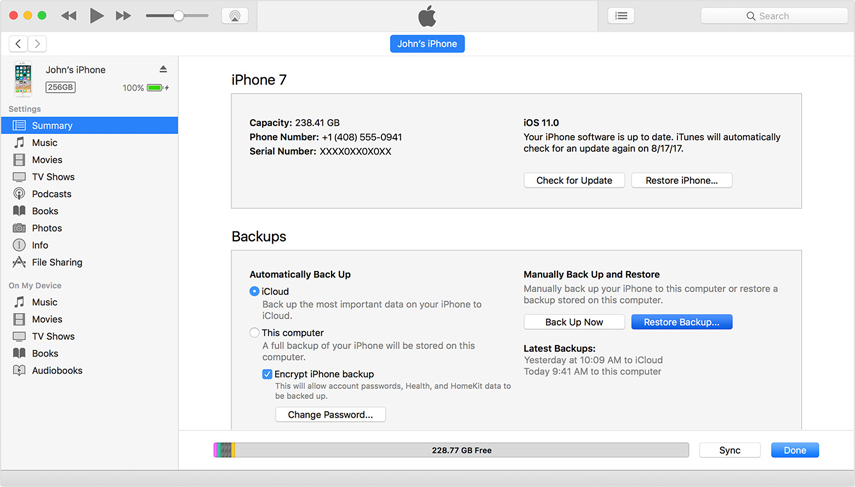 restore iphone backup