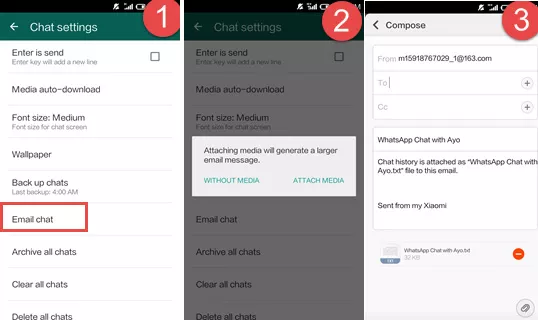 email whatsapp chat