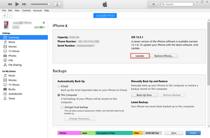 update iphone via itunes