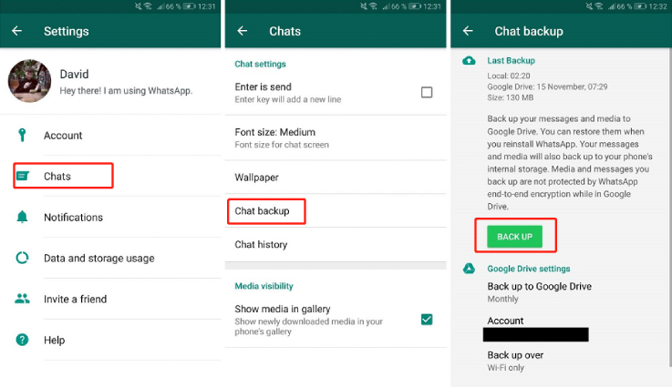 whatsapp chat backup on android