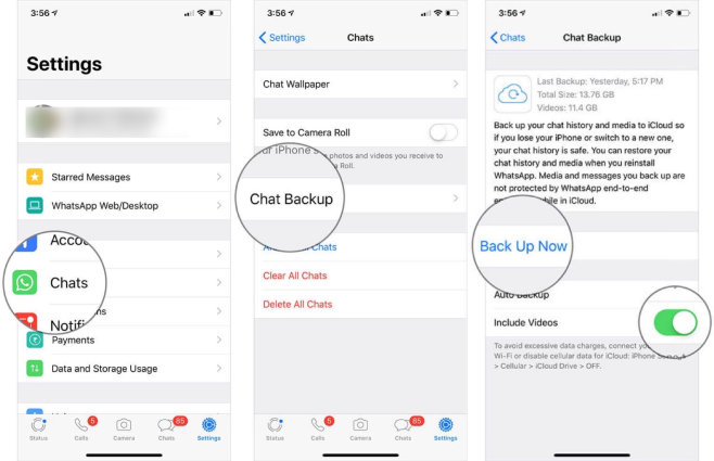 whatsapp chat backup on iphone