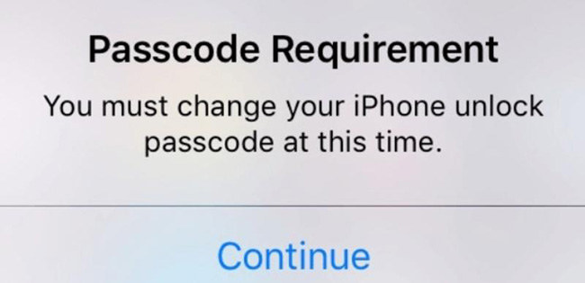 apple passcode requirement