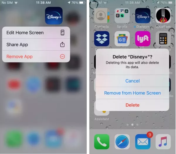 uninstall apps iphone