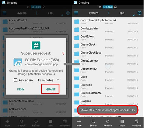 delete the xbin folder on es file explorer