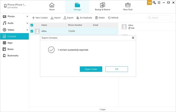 export iphone contacts to pc