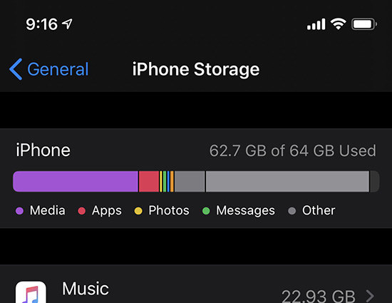 iphone storage