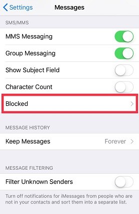message blocked contacts