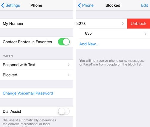unblock a number