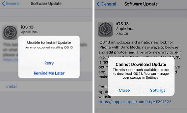 iphone 6s cannot update ios 13