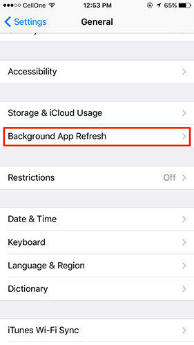 turn off background app refresh