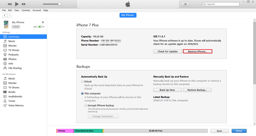 restore iphone