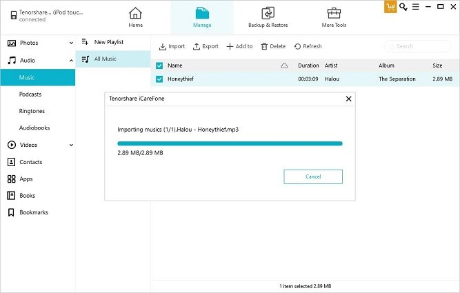 icarefone import ipod