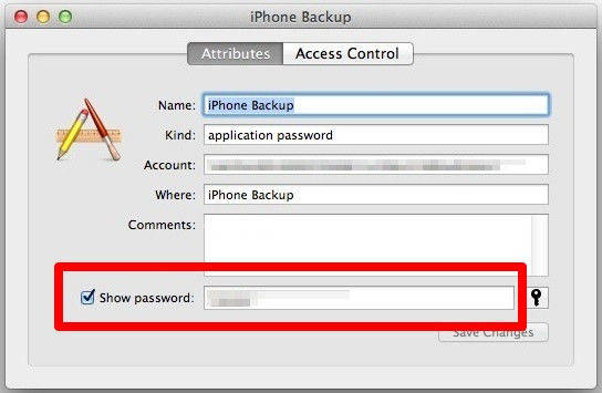 show lost iPhone backup password on mac