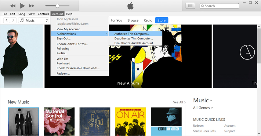 authorize itunes windows