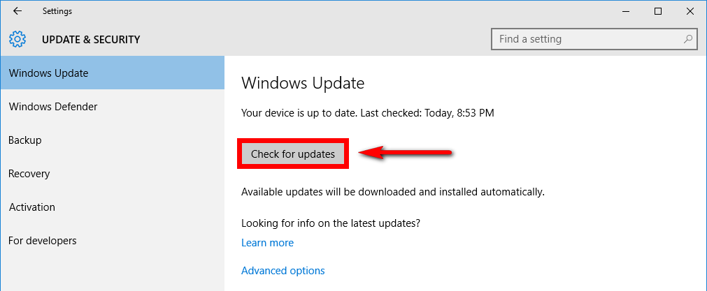 update windows to resolve device cannot start code 10 issue