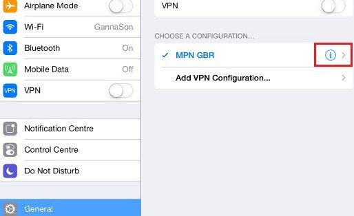 switch off vpn on iphone